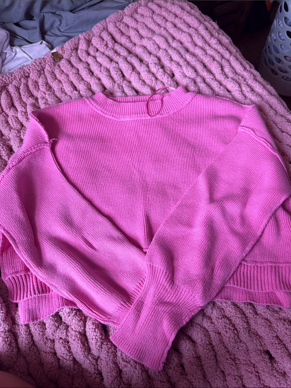Pink Rose Bright Pink Crewneck Sweater